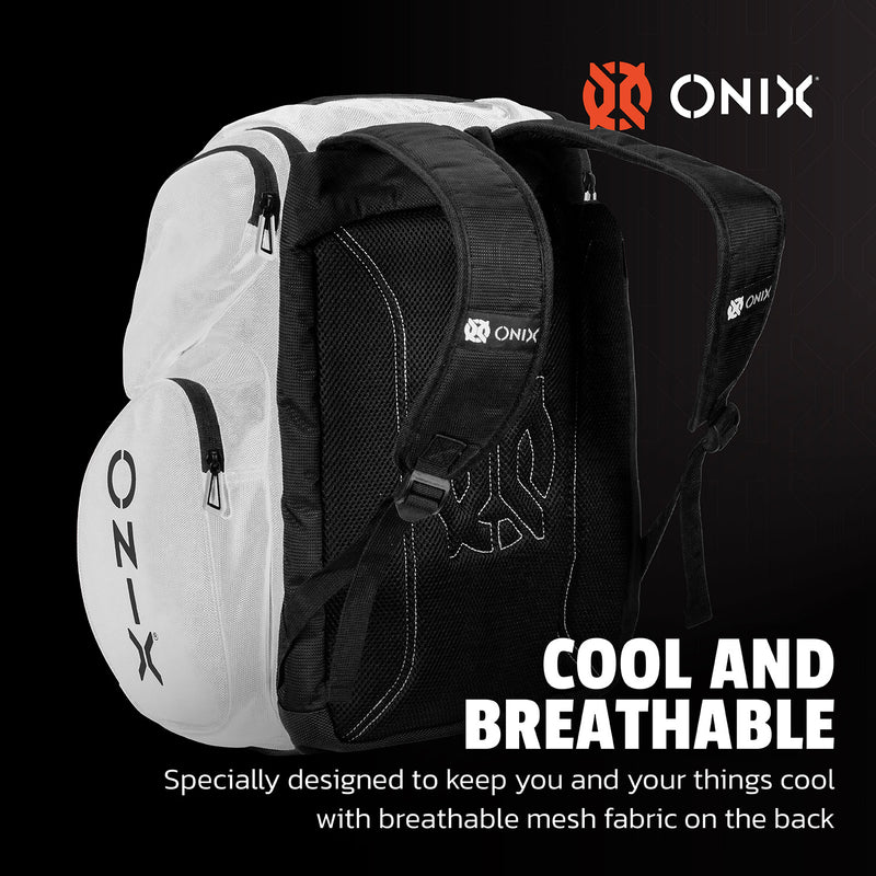 breathable white sports backpack with straps and pockets 